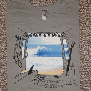 Coronado, California  T Shirt. Beach Scene from Back of Van. XL. Male or Female